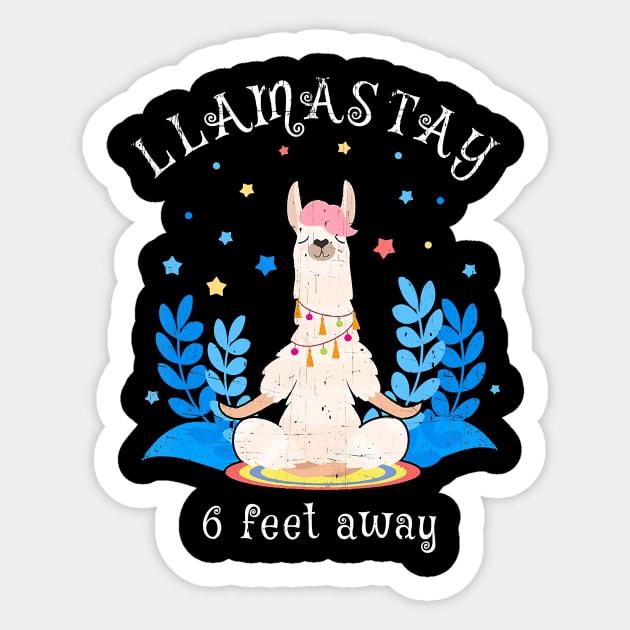 Llamastay 6 Feet Away Llama Yoga Social Distancing Sticker by JaydeMargulies